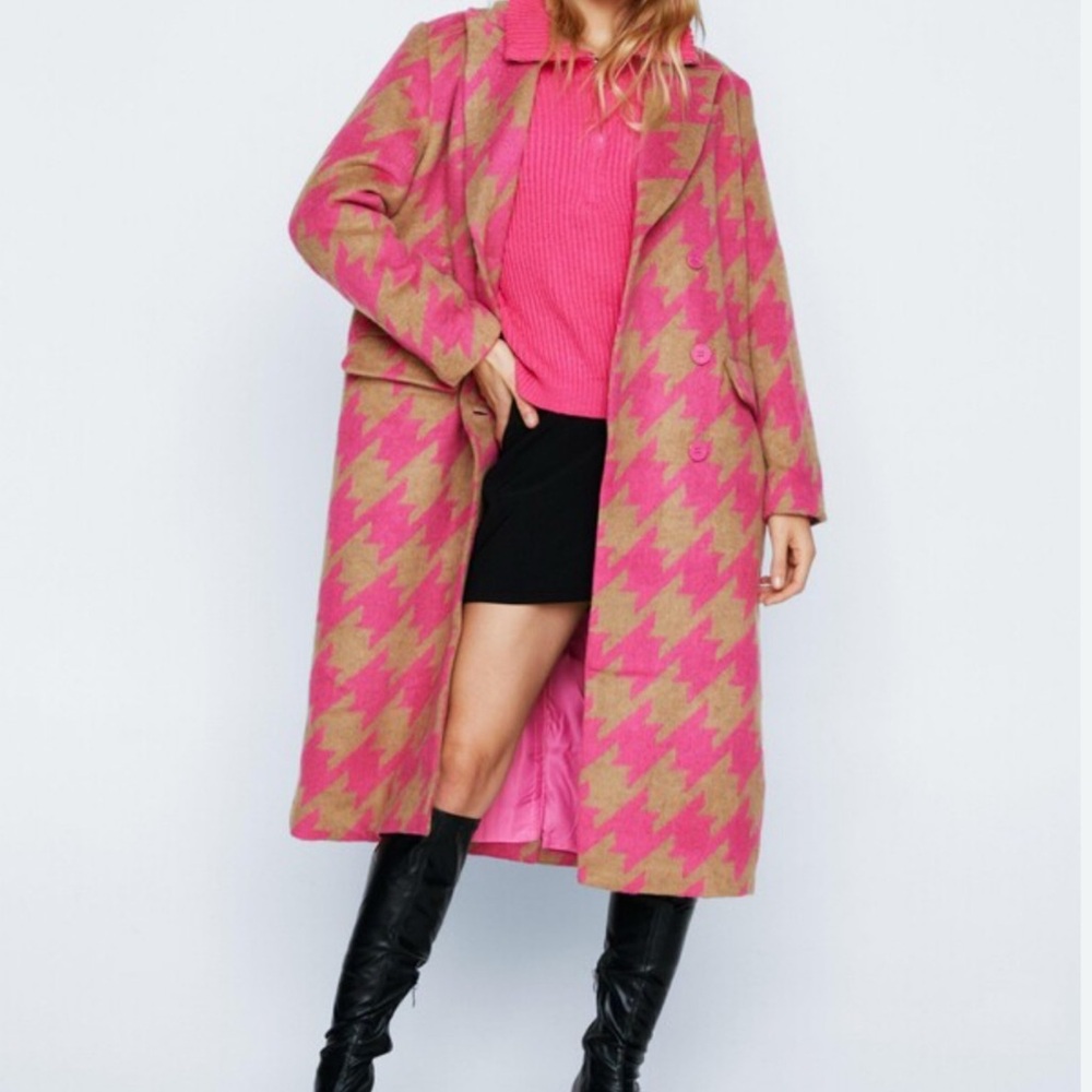 Nasty Gal Pink and Tan Winter Coat